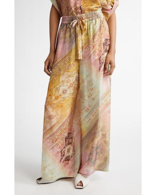 Zimmermann Tallow Relaxed Silk Wide Leg Pants | Lyst