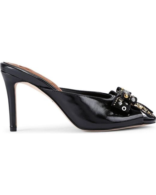 Kurt Geiger Black Belgravia Stud Bow Slide Sandal
