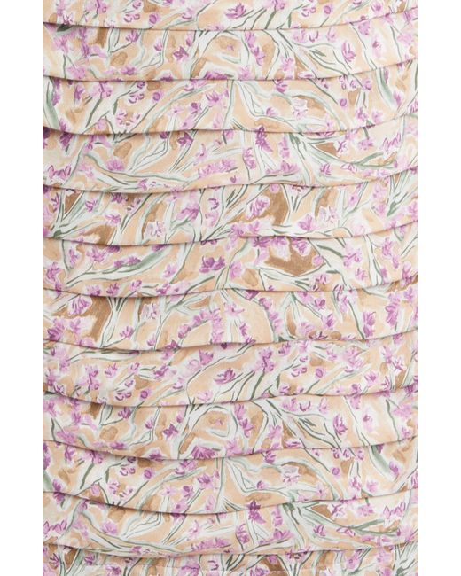 FLORET STUDIOS Multicolor Floral Deep Cowl Neck Long Sleeve Minidress
