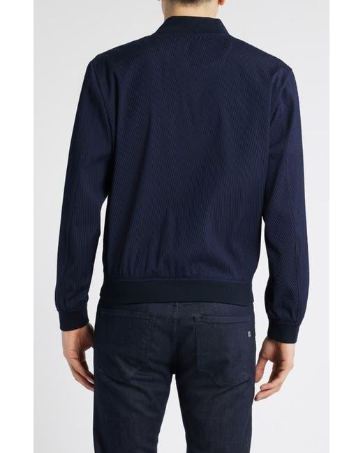 Boss Blue Hanry Stretch Virgin Wool Blend Bomber Jacket for men