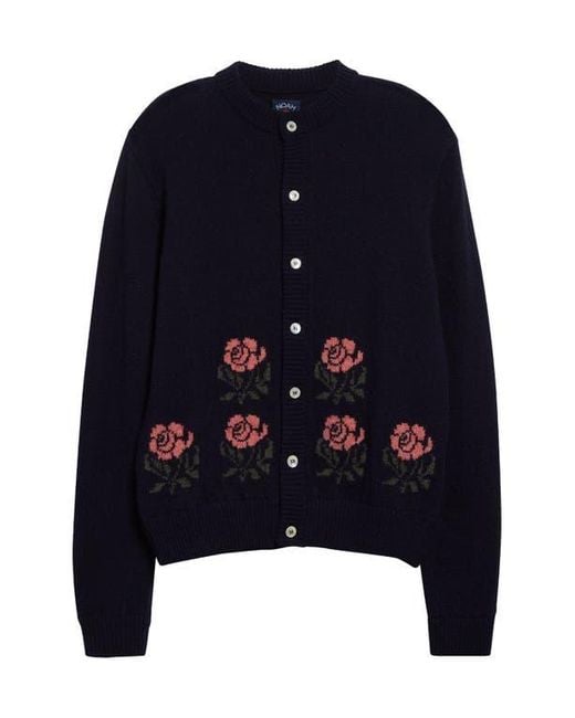 Noah Floral Shetland Wool Cardigan in Blue for Men | Lyst