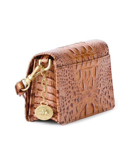 Brahmin Brown Minuette Croc Embossed Leather Crossbody Bag