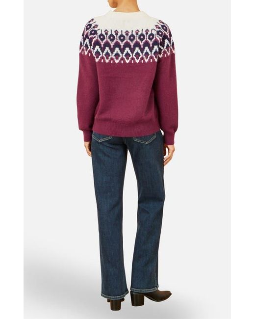 Yumi' Purple Fair Isle Relaxed Fit Knitted Sweater