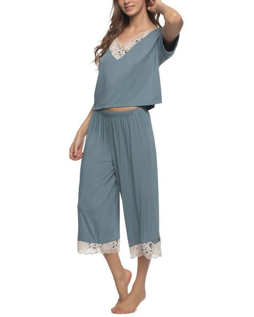 Felina Blue Amelie Crop Pajamas
