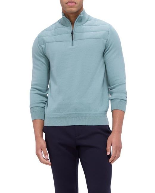 Bugatchi Blue Merino Wool Quarter Zip Sweater for men