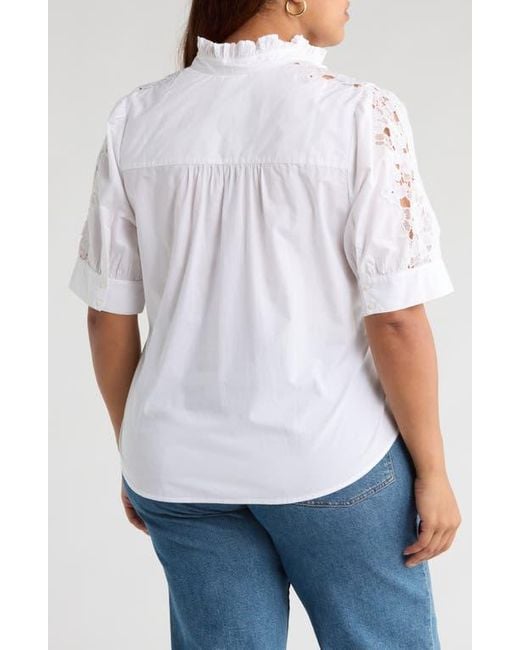 Caslon White Ruffle Lace Appliqué Cotton Top