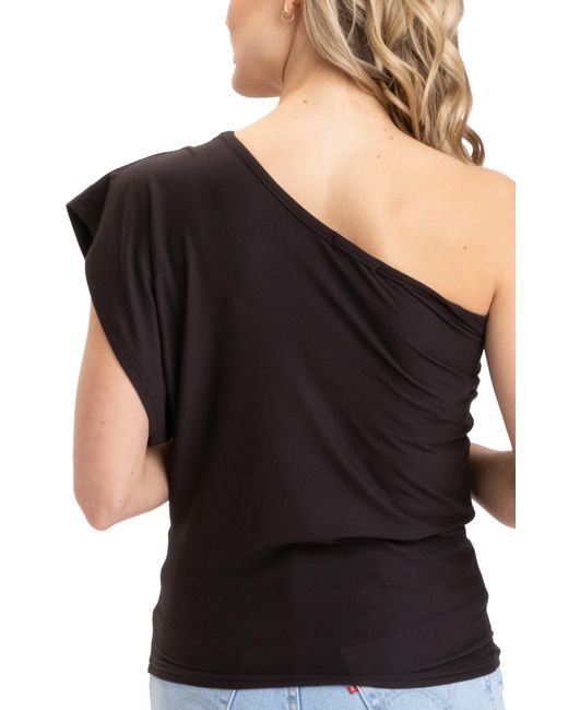 Threads For Thought Black Shivani Luxe Jersey One-shoulder Top