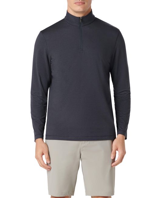 Bugatchi Blue Quarter Zip Performance Pullover for men
