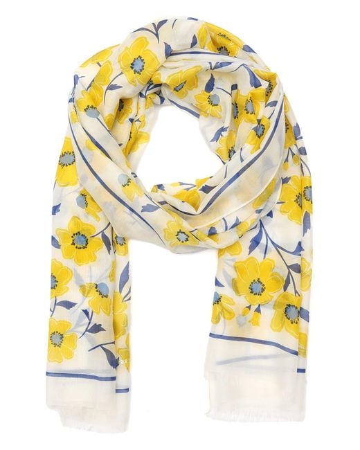 Kate Spade Yellow Sunshine Floral Cotton & Silk Scarf