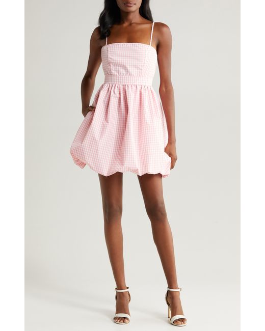 1.STATE Pink Gingham Bubble Hem Dress
