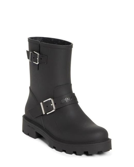 Jimmy Choo Black Biker Waterproof Rain Boot