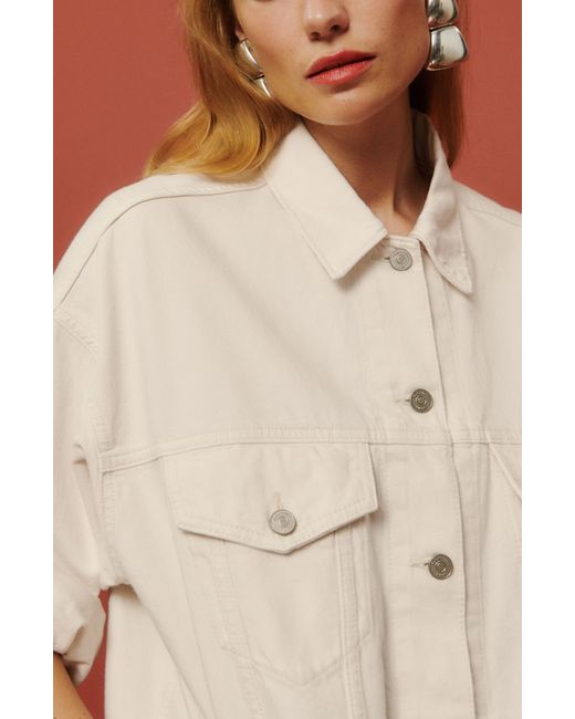 Reformation White Brooks Oversize Organic Cotton Denim Jacket