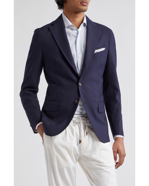 Eleventy Blue Three-button Wool & Silk Blazer for men