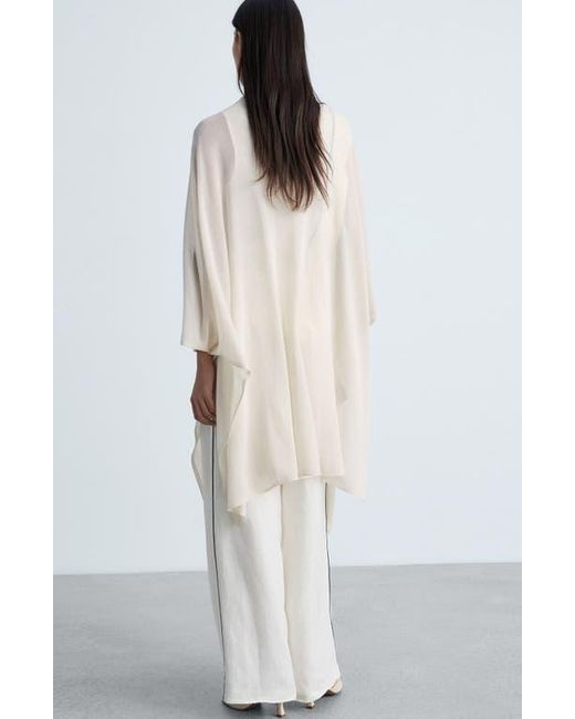 Mango White Longline Open Front Cardigan