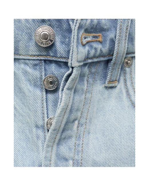 Mango Blue Button Fly Fray Hem Denim Shorts