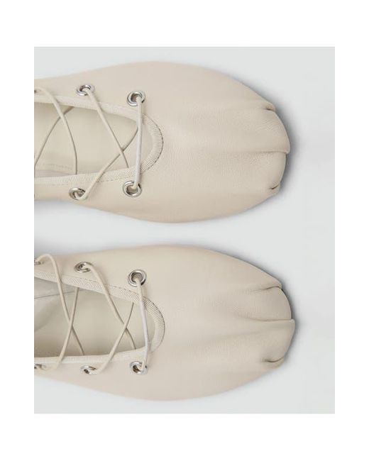 Mango White Ankle Wrap Ballet Flat