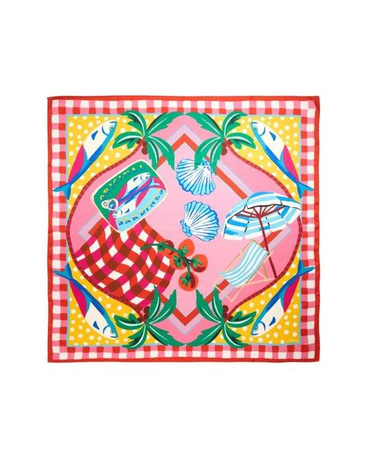 Echo Pink Beach Picnic Silk Square Scarf
