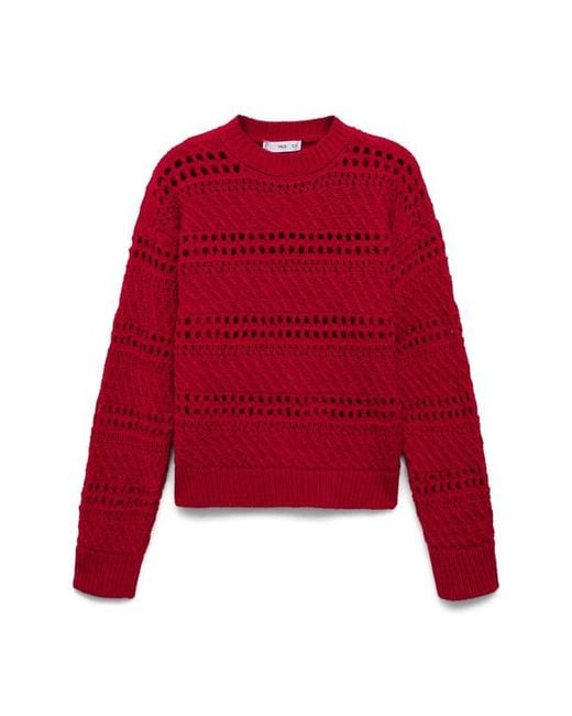 Mango Red Openwork Sweater