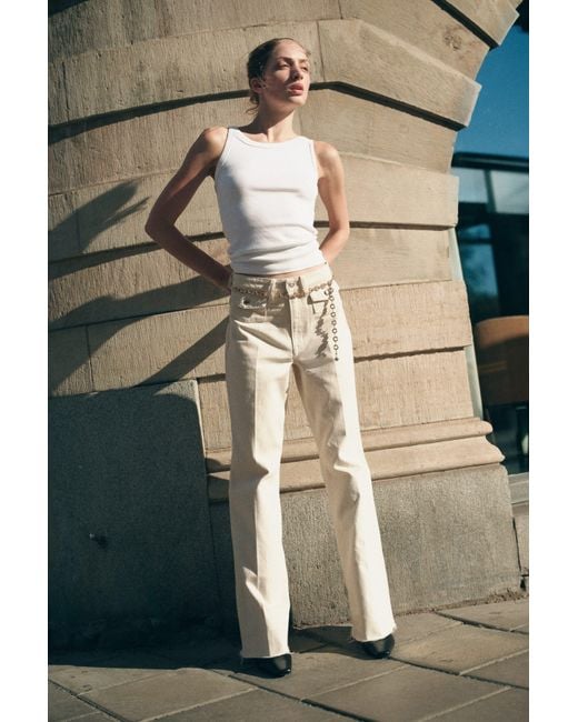 H&M Natural Flared High Jeans