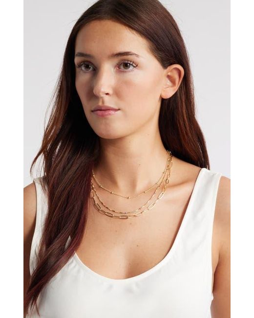 Nordstrom Metallic Set Of 2 Enamel Dot Chain Layered Necklaces