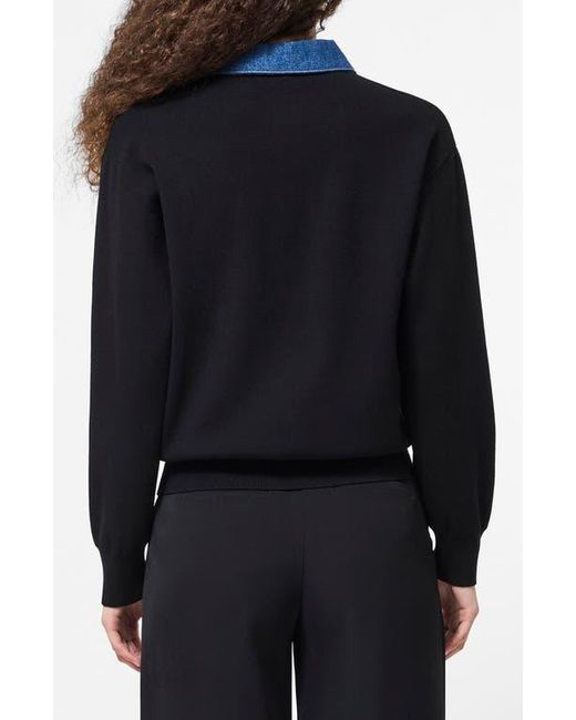 French Connection Black Denim Collar Sweater