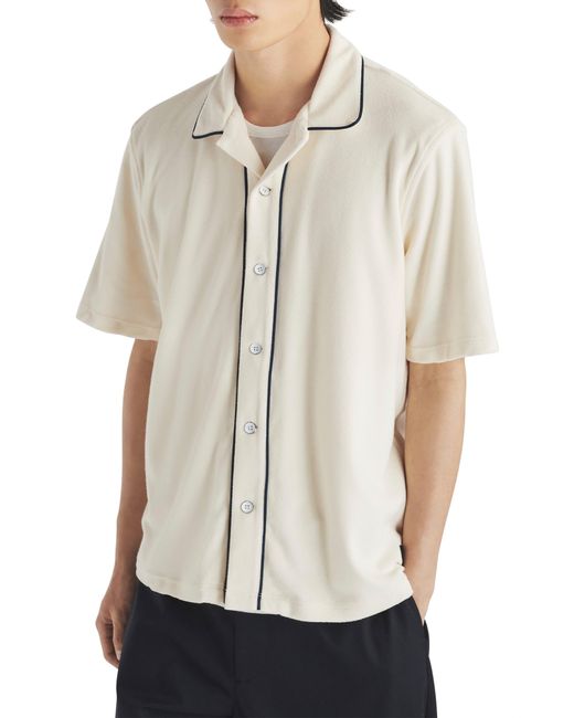 Rag & Bone White Avery Terry Cloth Camp Shirt for men