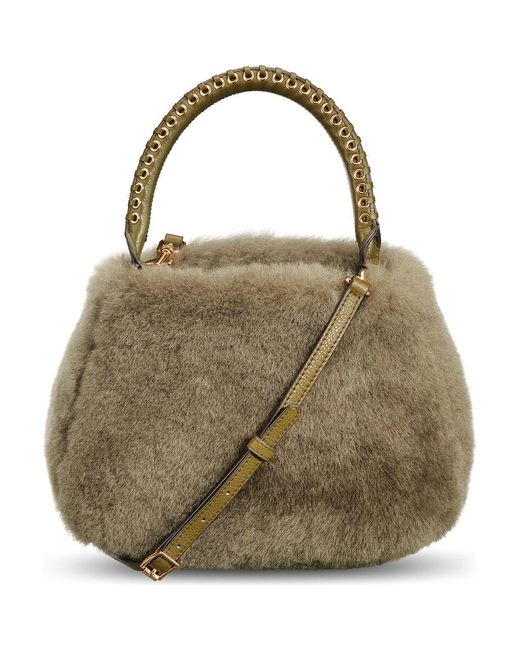 Aimee Kestenberg Multicolor Top Handle Genuine Shearling & Leather Crossbody Bag