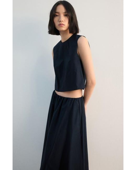 Mango Blue Cotton Midi Skirt