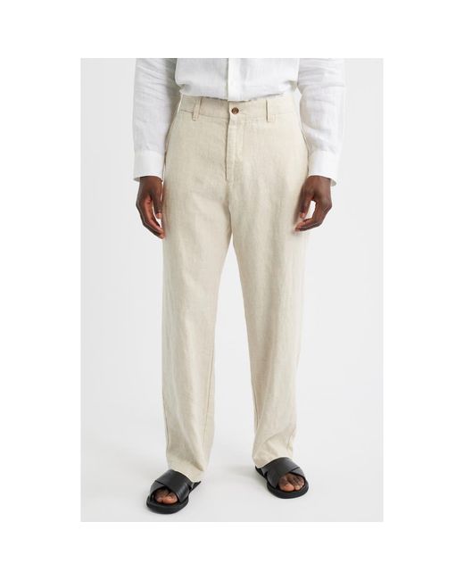 NN07 Natural 1454 Aden Flat Front Linen Chinos for men