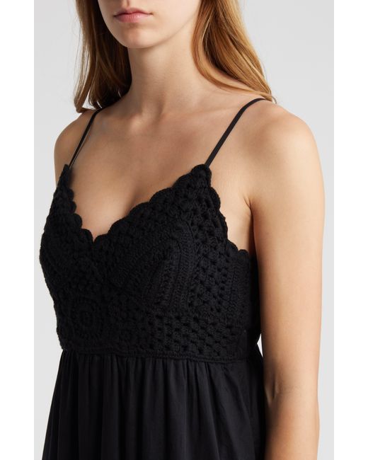 Chelsea28 Black Crochet Trim Maxi Sundress