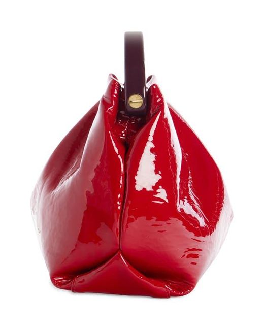 Dries Van Noten Folded Patent Leather Top Handle Bag in Red