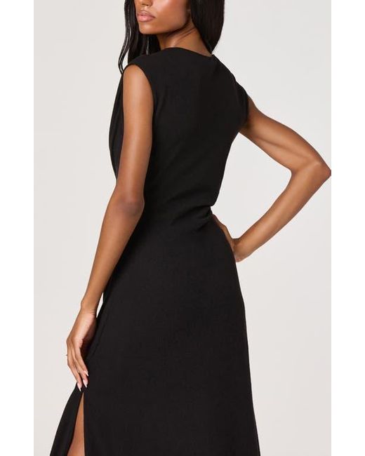 Astr Black Drape Sleeveless Midi Dress