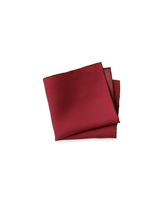 Paul Fredrick Red Solid Silk Pocket Square for men