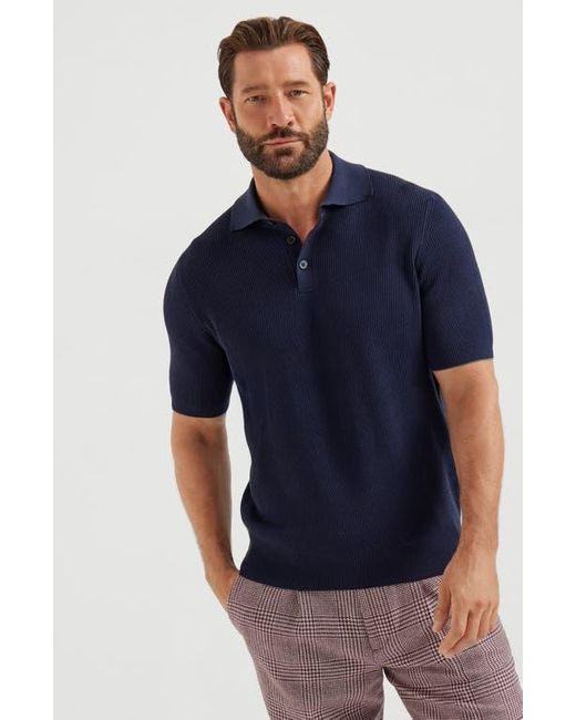 Brunello Cucinelli Blue English Rib Knit Sweater for men