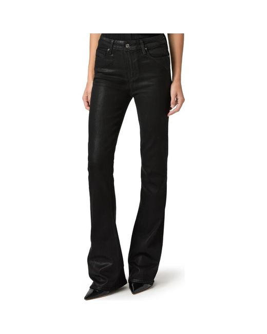 PAIGE Black Laurel Canyon Coated High Waist Bootcut Jeans
