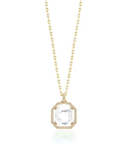 Goshwara Metallic Gossip Asscher Cut Stone & Pavé Diamond Pendant Necklace