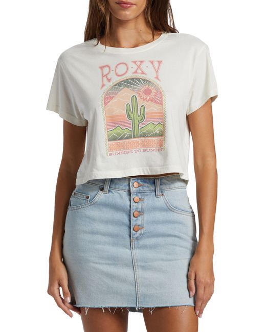 Roxy White Saguaro Cotton Crop Graphic T-shirt