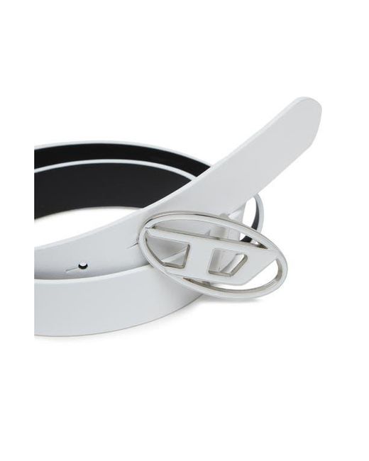 DIESEL Black Oval D Buckle Leather Belt