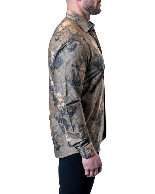 Maceoo Brown Einstein Skull Sand Contemporary Fit Button-up Shirt At Nordstrom for men