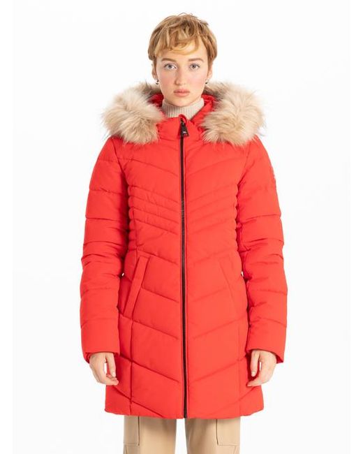 Point Zero Red Chevron Chic Parka