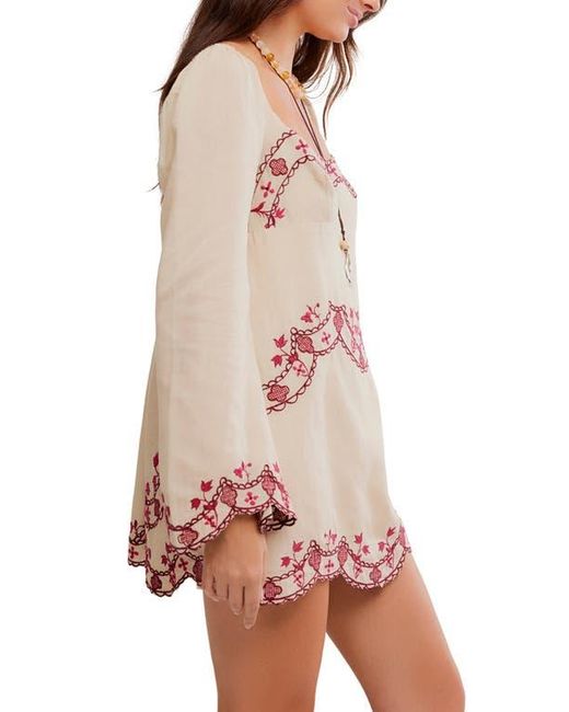 Free People Women's Natural Bali Marlene Floral Embroidered Minidress