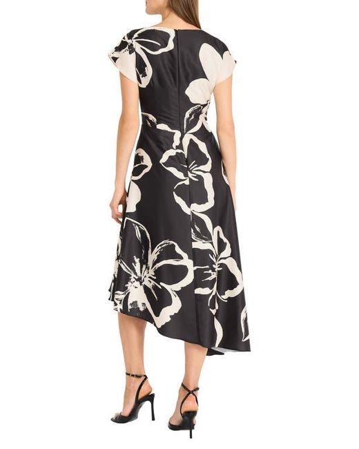 Maggy London Black Asymmetric Hem Midi Dress