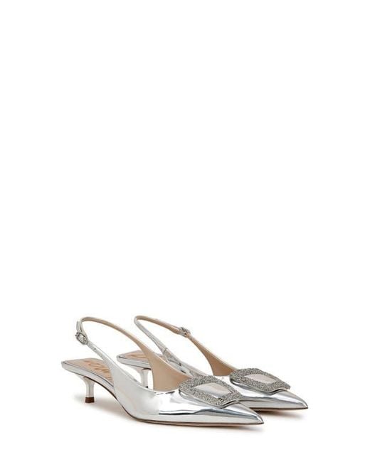 Sam Edelman White Kammie Slingback Pointed Toe Kitten Heel Pump
