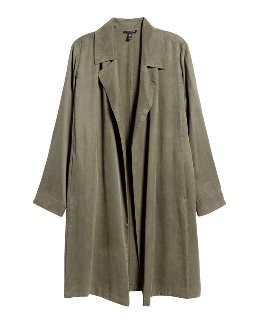 Eileen Fisher Black Notched Lapel Longline Coat