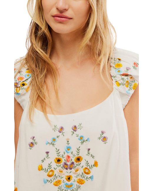 Free People White Wildflower Embroidered Minidress