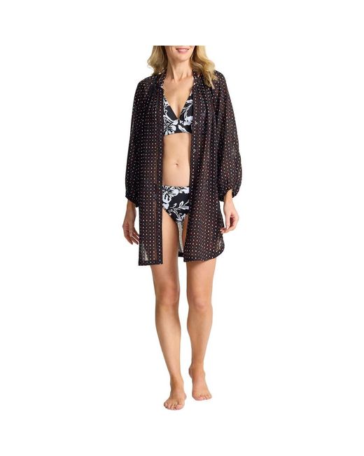 Tommy Bahama Black Sunset Blooms Long Sleeve Cover-Up Dress