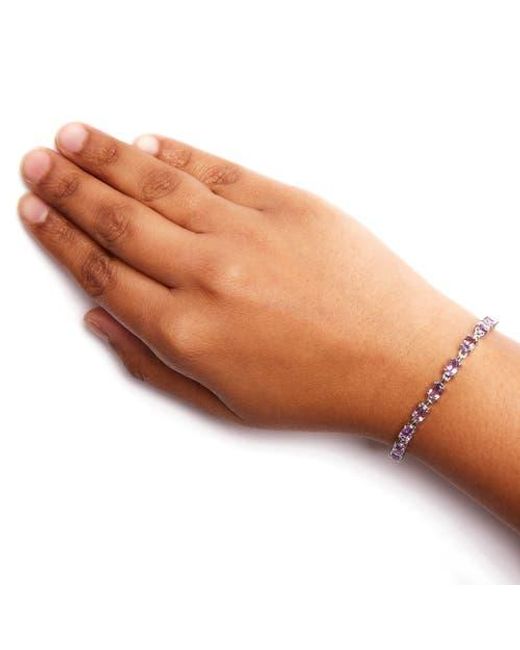 Haus of Brilliance Metallic 925 Sterling 8 1/2 Cttw Oval Shaped Amethyst Link Bracelet