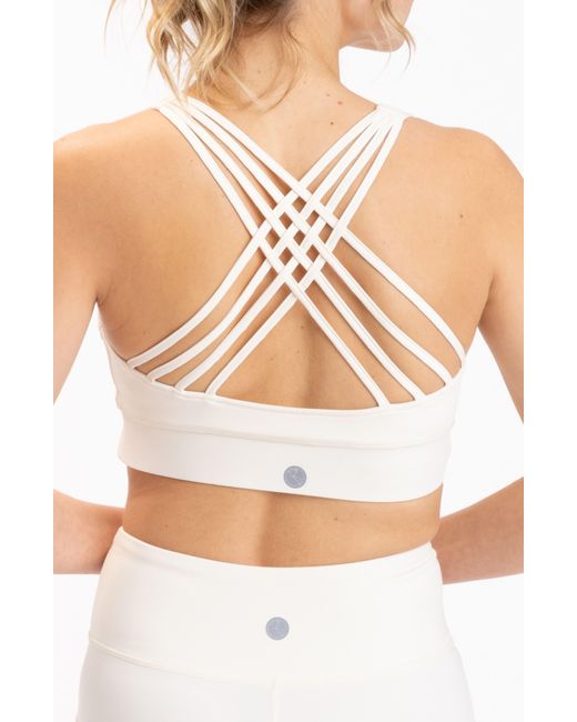 Threads For Thought White Strappy Sports Bra