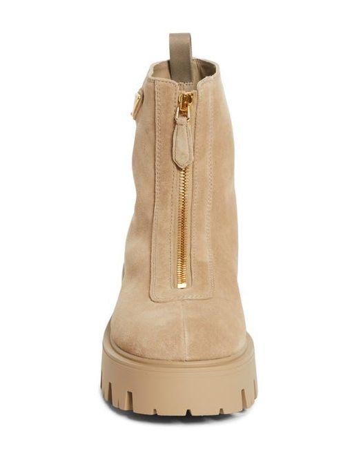 Prada Natural Zip Front Lug Bootie