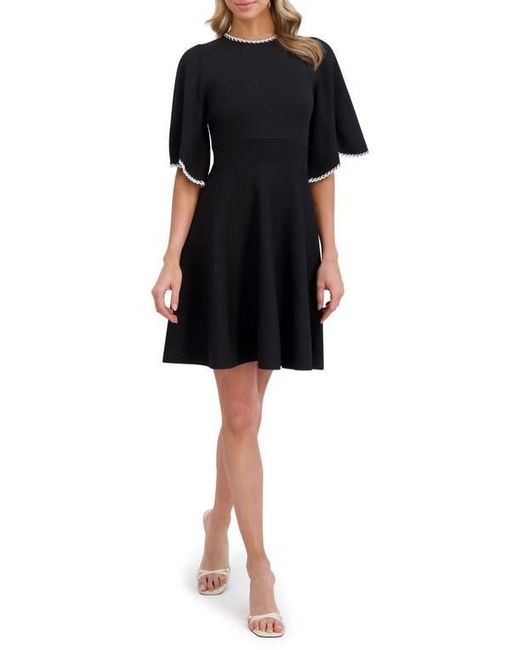 Ted Baker Braided Trim Fit & Flare Sweater Dress in Black | Lyst